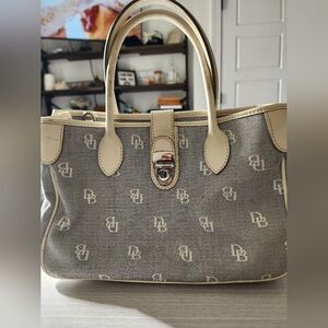 Dooney & Bourke satchel, blue and cream color purse‎
